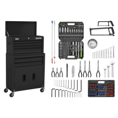 Sealey AP22BKCOMBO American Pro Topchest & Rollcab Combination 6 Drawer with 170pc Tool Kit - Black