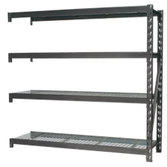 Sealey AP6572E Heavy-Duty Racking Extension Pack with 4 Mesh Shelves 640kg Capacity Per Level