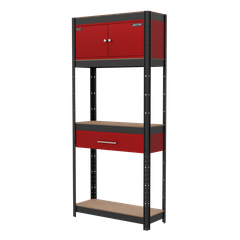 Sealey AP830R Shelving Unit 4-Tier with Cupboard & Drawer