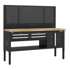 Sealey APMWB72COMBO1W Superline Pro Modular Workbench with 4 Drawers & Cupboard Wooden Worktop 1830mm