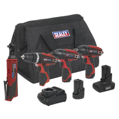 Sealey CP1200COMBO 4 x SV12 Series Cordless Power Tool Kit 12V - 2 Batteries