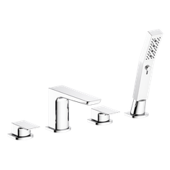 Baridi DH398 Bath Mounting 4-Hole Mixer Tap with Shower Head - Chrome
