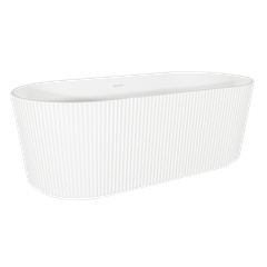 Baridi DH420 Double-Ended Fluted Design Bath with Slim Rim 168cm - Gloss White