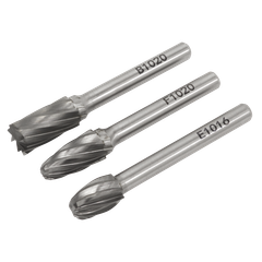 Sealey SDBCK3 Tungsten Carbide Rotary Burr Set 3pc - Ripper/Coarse