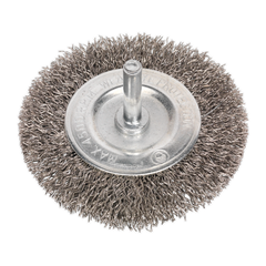 Sealey SFBS75 75mm Crimped Flat Wire Brush with 6mm Shaft