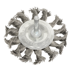 Sealey TKFBS75 75mm Twist Knot Flat Wire Wheel with 6mm Shaft