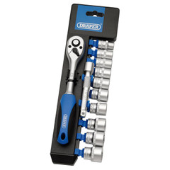 Draper 16371 Metric Socket and Ratchet Set, 3/8" Sq. Dr. (12 Piece)