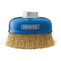 Draper 41445 Brassed Steel Crimped Wire Cup Brush, 100mm, M14