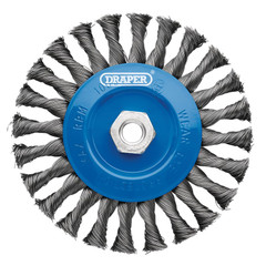 Draper 08059 Steel Twist-Knot Flat Wire Wheel Brush, 150mm, M14
