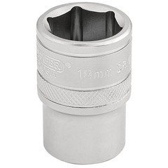 Draper Expert 16608 6 Point Metric Socket, 1/2" Sq. Dr., 18mm