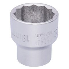 Elora 25953 Bi-Hexagon Socket, 3/8" Sq. Dr., 19mm