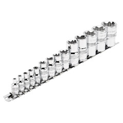 Draper Expert 34415 TX-STAR Socket Set on Rail, 1/4", 3/8" & 1/2" Sq. Dr. (14 Piece)