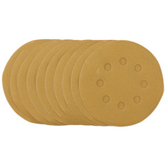Draper 58340 Gold Sanding Discs with Hook & Loop, 125mm, 240 Grit, 8 Dust Extraction Holes (Pack of 10)