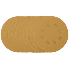 Draper 59856 Gold Sanding Discs with Hook & Loop, 125mm, 400 Grit, 8 Dust Extraction Holes (Pack of 10)