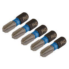 Draper Expert 04936 Cross Slot/PH Type Impact Screwdriver Bits, No.3 x 25mm, 1/4" Hex (Pack of 5)