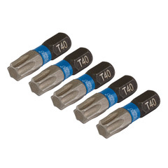 Draper Expert 05497 TX-STAR Impact Screwdriver Bits, T40 x 25mm, 1/4" Hex (Pack of 5)