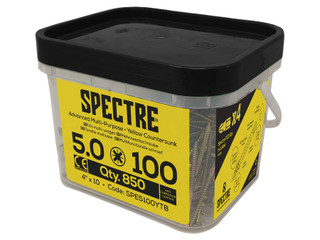 ForgeFix SPE5100YTB Spectre™ PZ Compatible Wood Screw CSK ZYP 5.0 x 100mm Mega Tub 850