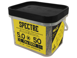 ForgeFix SPE550YTB Spectre™ PZ Compatible Wood Screw CSK ZYP 5.0 x 50mm Mega Tub 1500