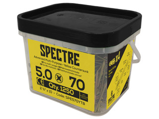 ForgeFix SPE570YTB Spectre™ PZ Compatible Wood Screw CSK ZYP 5.0 x 70mm Mega Tub 1250