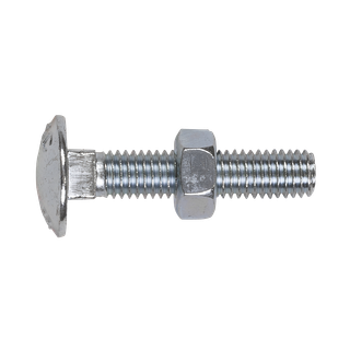 Sealey CBN840 Zinc Plated Coach Bolt & Nut M8 x 40mm, DIN 603 - Pack of 50