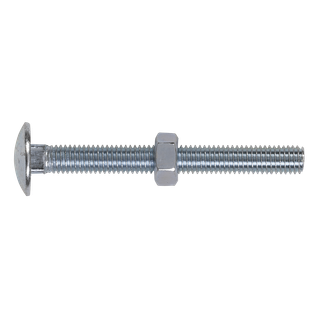 Sealey CBN875 Zinc Plated Coach Bolt & Nut M8 x 75mm, DIN 603 - Pack of 50
