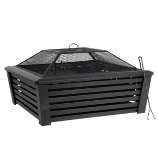 Dellonda DG43 89cm Square Outdoor Fire Pit, Black