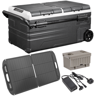 Dellonda DL175 Portable Fridge Freezer/Cool Box 95L with 11.1V Portable Battery, AC/DC 230V Adaptor & 110W Solar Panel