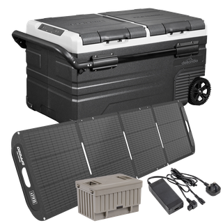 Dellonda DL176 Portable Fridge Freezer/Cool Box 75L with 11.1V Portable Battery, AC/DC 230V Adaptor & 220W Solar Panel