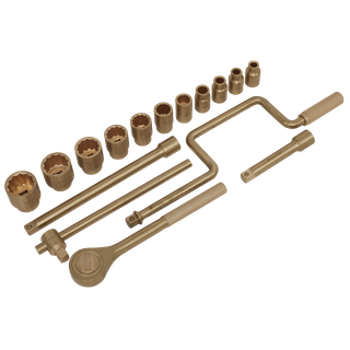 Premier NS124 Non-Sparking Socket Set 1/2"Sq Drive 17pc
