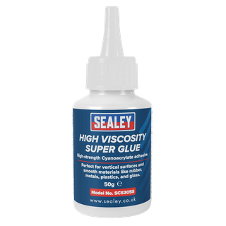Sealey SCS305S High Viscosity Super Glue - Cyanoacrylate Adhesive, Fast-Bonding Formula 50g - Clear