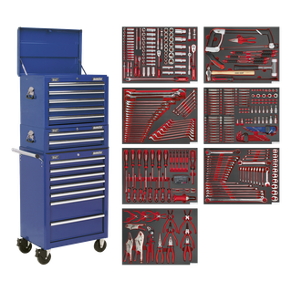 Sealey TBTPCOMBO5 Superline Pro Tool Chest Combination 14 Drawer with 446pc Tool Kit - Blue