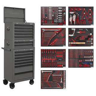 Sealey TBTPCOMBO6 Superline Pro Tool Chest Combination 14 Drawer with 446pc Tool Kit - Grey