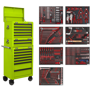 Sealey TBTPCOMBO7 Superline Pro Tool Chest Combination 14 Drawer with 446pc Tool Kit - Green