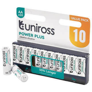 Uniross UPPAAPK10 LR6 AA Power Plus Alkaline Batteries (Pack of 10)