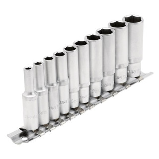 Draper 16399 Metric Deep Socket on Metal Rail, 1/4" Sq. Dr. (10 Piece)