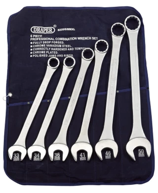 Draper 31167 Heavy Duty Long Pattern Metric Combination Spanner Set (6 Piece)