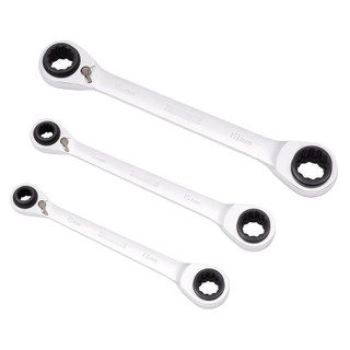 Draper 11652 Metric 4-in-1 Reversible Double Ring End Ratchet Spanner Set (3 Piece)