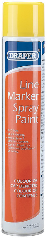 Draper 41916 Line Marker Spray Paint, 750ml, Yellow