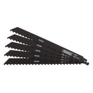Draper 38589 Reciprocating Saw Blades for Wood and Plastic Cutting, 225mm, 3tpi (Pack of 5)