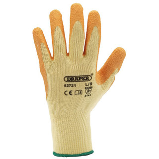 Draper 82721 Heavy Duty Latex Coated Work Gloves, Large, Orange