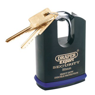 Draper Expert 64197 Heavy Duty Padlock and 2 Keys with Shrouded Shackle, 50mm
