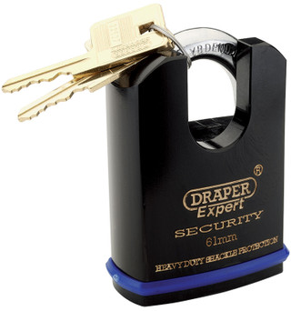 Draper Expert 64198 Heavy Duty Padlock and 2 Keys with Shrouded Shackle, 61mm
