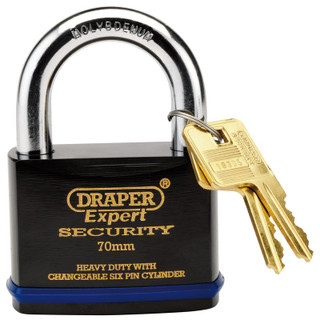 Draper Expert 64195 Heavy Duty Padlock and 2 Keys with Super Tough Molybdenum Steel Shackle, 70mm