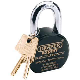 Draper Expert 64206 Heavy Duty Stainless Steel Padlock and 2 Keys, 63 x 25mm