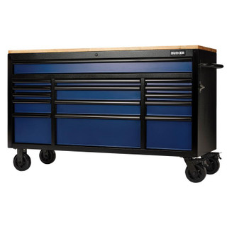 Bunker 27336 15 Drawer Workbench Roller Tool Cabinet, 61", Blue