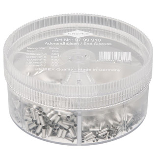 KNIPEX 26156 97 99 910 Assortment Boxes with 1900 Non-Insulated Wire Ferrules, 5 x Wire