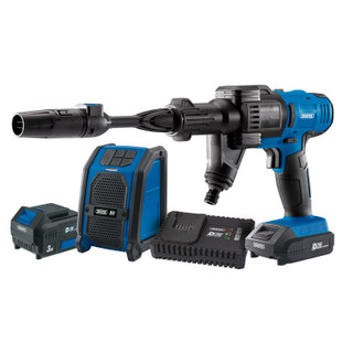 Draper D20 94796 20V Pressure Washer, D20 20V Wireless Speaker, 1 x 2.0Ah, 1 x 3.0Ah, 1 x Fast Charger