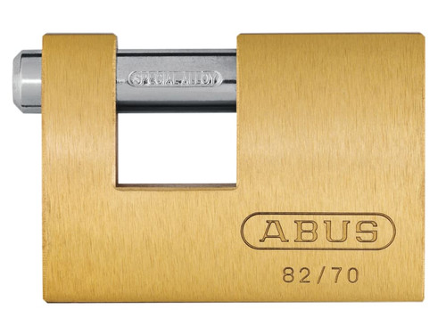 ABUS 82/70mm Monoblock Brass Shutter Padlock Carded