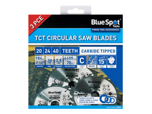BlueSpot Tools 19400 184mm Circular Saw Blade Set, 3 Piece - B/S19400