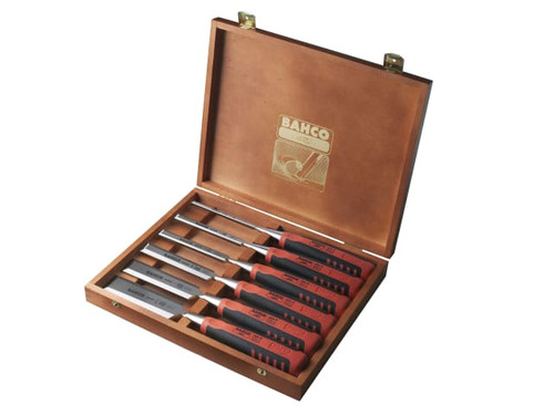 Bahco 424P-S6-EUR 424P-S6 Bevel Edge Chisel Set in Wooden Box, 6 Piece - BAH424PS6